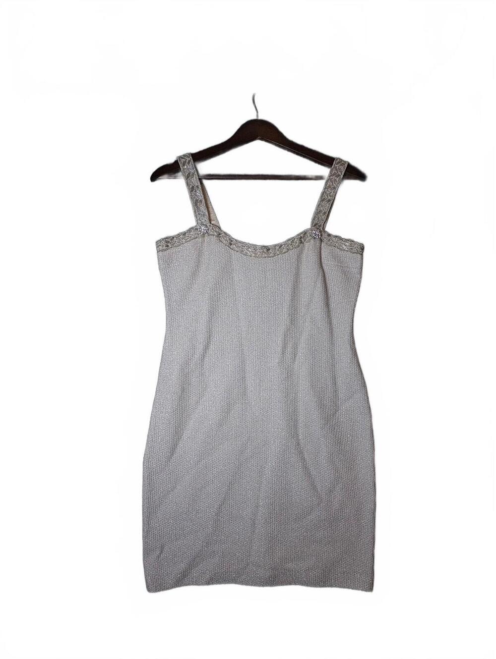 St. John Evening by Marie Gray Cream Knit Sleeveless Dress Size 8 - 0273